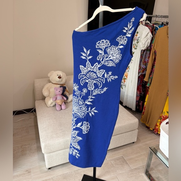 Farm Rio: Blue Garden Knit Midi Dress Beautiful Blue! - Picture 6 of 13